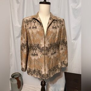Vintage Earl Rutenberg Zip Up Brocade Women’s Jacket. Sz 14. Longer Length.